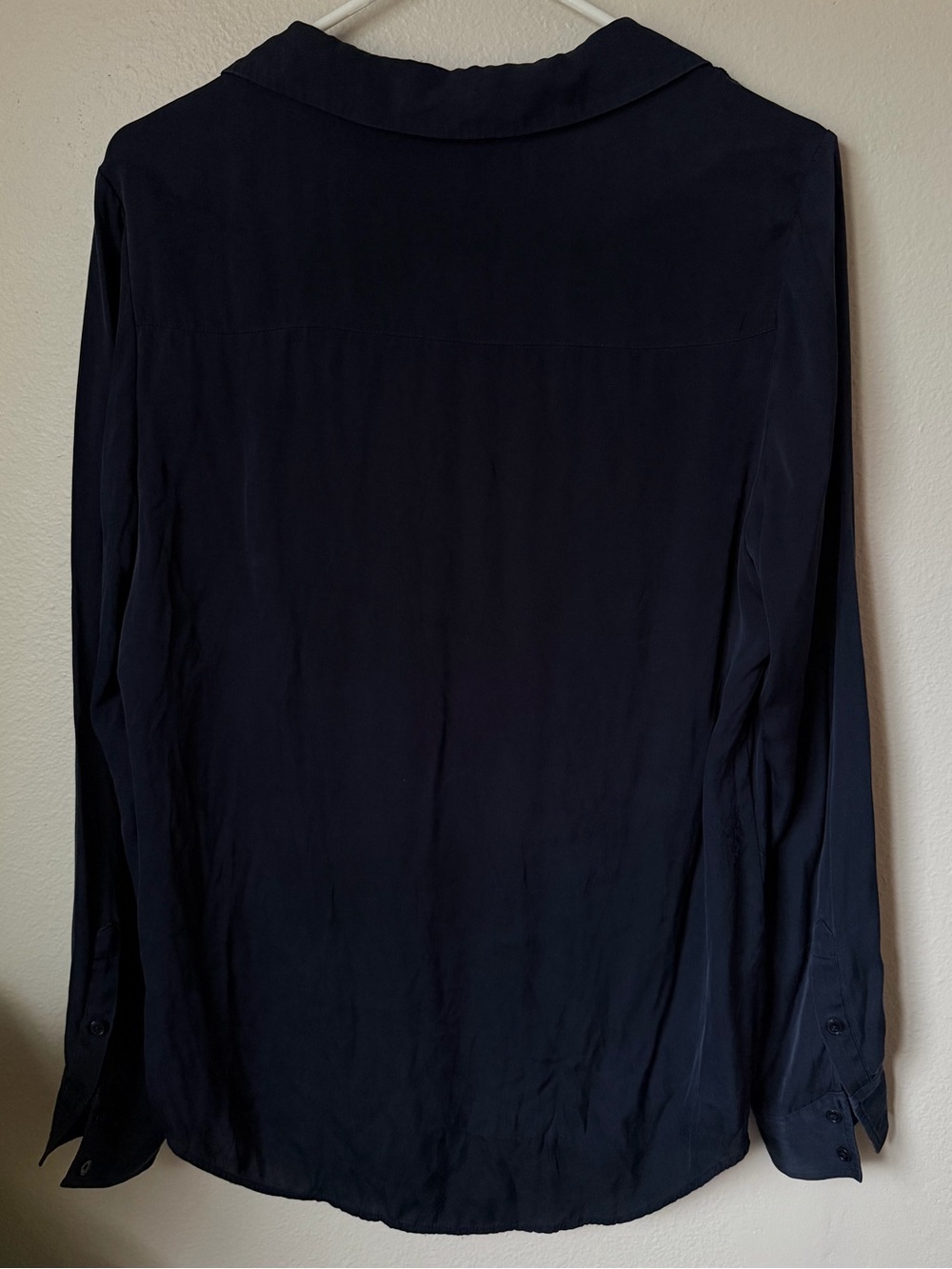 Quince Washable Silk Navy Button-Front Blouse M quiet luxury - Picture 5 of 6